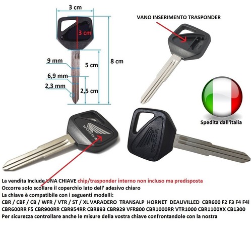 Chiave vergine honda cbr - honda,